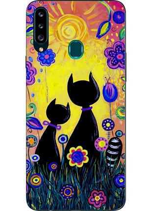 Чехол силиконовый для samsung a20s galaxy a207f с картинкой котики