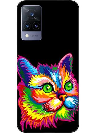 Силіконовий чохол epik для vivo v21 з картинкою яскравий кіт
