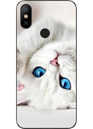 Чохол силіконовий для xiaomi mi a2 з картинкою білий котик