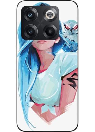 Силиконовый чехол epik для oneplus 10t с картинкой девушка с совой