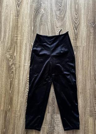Атласні штани жіночі чорні хс/с