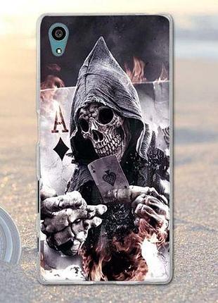Силиконовый бампер чехол для sony xperia l1 g3312 с картинкой скелет с картой