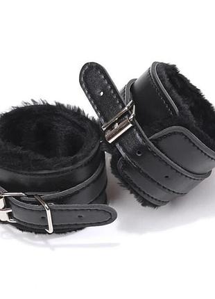 Наручники dragonfly чорні еко-шкіра xs-xxl handcuffsxxx