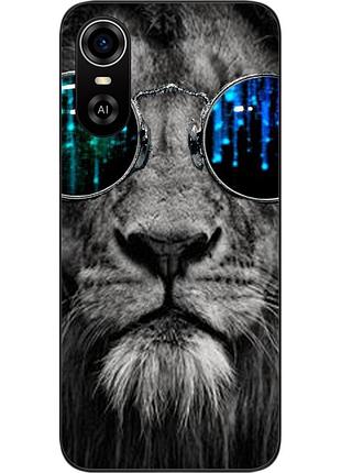 Силиконовый чехол для zte blade a31 plus с картинкой лев в очках