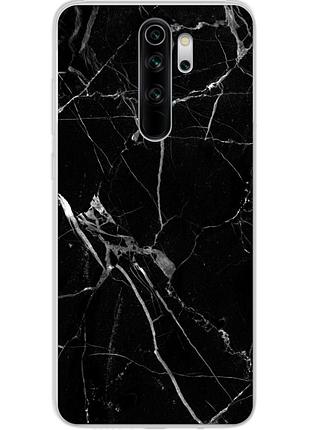 Силиконовый чехол для xiaomi redmi note 8 pro с картинкой мрамор черный
