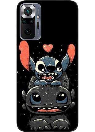 Силиконовый чехол бампер epik для xiaomi redmi note 10 pro с картинкой беззубик и стич