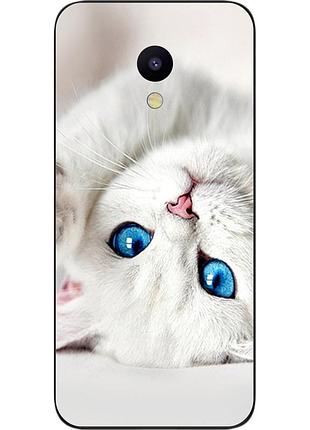 Чохол силіконовий для meizu m5 з картинкою білий котик