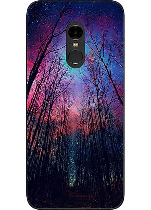 Силіконовий чохол бампер для xiaomi redmi note 4x з картинкою ліс космічне небо