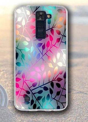 Силіконовий чохол з картинкою для lg k8 / k350 листочки
