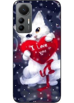 Силиконовый чехол epik для xiaomi 12 lite с картинкой котик с сердцем