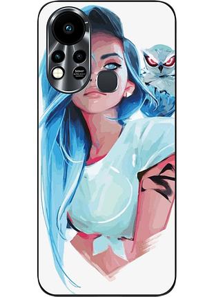 Силиконовый чехол epik для infinix hot 11s с картинкой девушка с совой