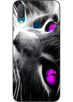 Силиконовый чехол для vivo y11 с картинкой красивый кот