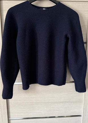 Uniqlo 3d knit — напіввовняний светр, розмір m, темно-синій