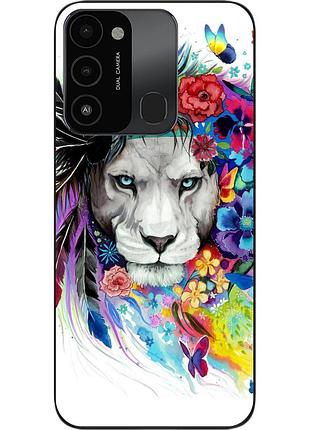 Силиконовый чехол для tecno spark 8c с картинкой лев