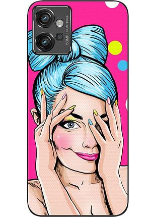 Силиконовый чехол epik для motorola moto g32 с картинкой девушка поп арт