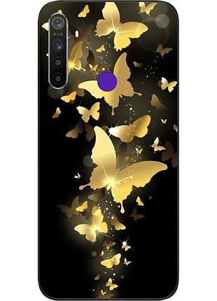 Силіконовий чохол для realme 6i з картинкою золоті метелики