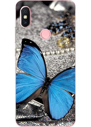 Чехол силиконовый для xiaomi redmi s2 с картинкой бабочка