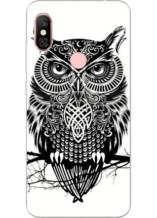 Оригінальний tpu чехол з картинкою для xiaomi redmi note 6 pro сова на гілці