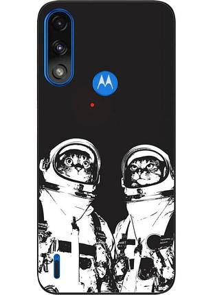 Силіконовий чохол бампер epik для motorola moto e7i power з картинкою космонавти котів