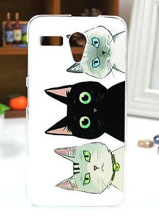 Оригінальний чохол панель накладка для lenovo a606 з картинкою три кота