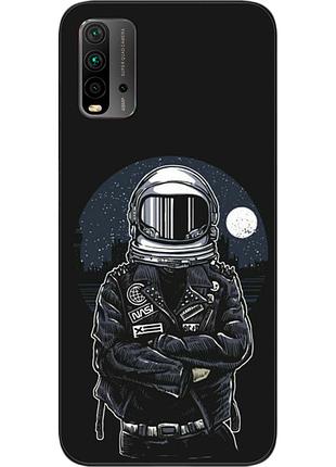 Силиконовый чехол бампер для xiaomi redmi 9t с картинкой космонавт и луна