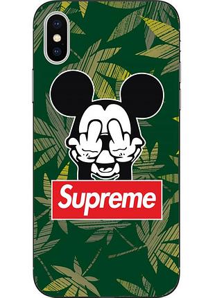 Чохол силіконовий для iphone xs з картинкою міккі supreme