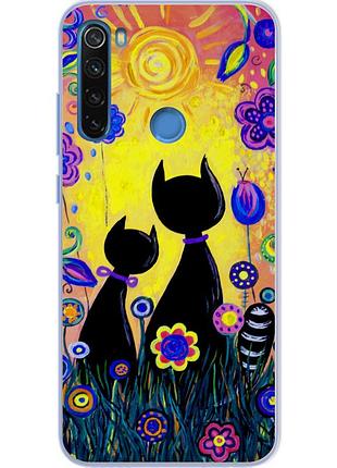 Чехол силиконовый для xiaomi redmi note 8 с картинкой котики
