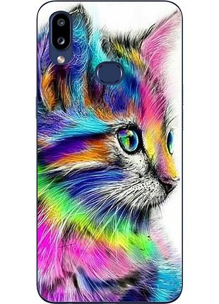 Силиконовый чехол с рисунком для samsung a10s galaxy a107f яркий котик
