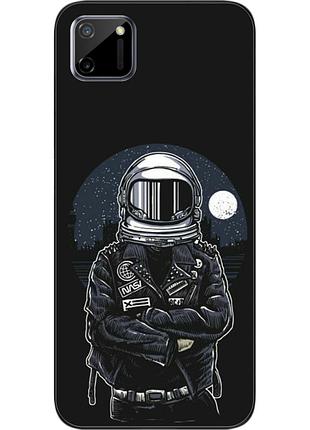 Силиконовый чехол бампер для realme c11 с картинкой космонавт и луна