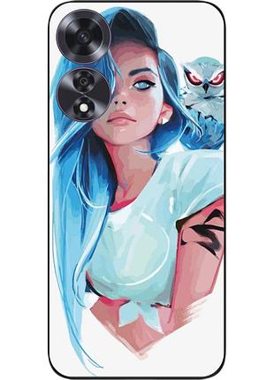 Силіконовий чохол epik для oppo a60 4g з картинкою дівчина із совою