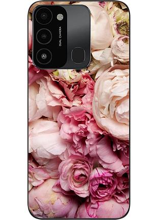 Чехол силиконовый для tecno spark 8c с картинкой пионы
