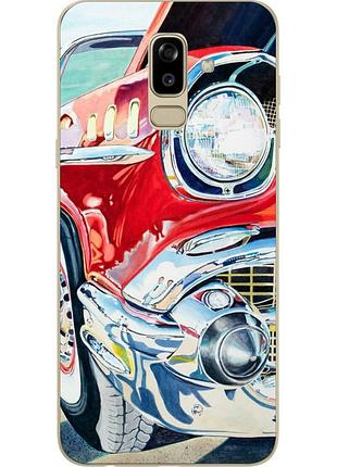 Силиконовый чехол с рисунком для samsung j810f galaxy j8 2018 с картинкой красное авто