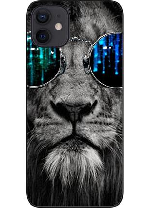 Силіконовий чохол для iphone 12 з картинкою лев в окулярах