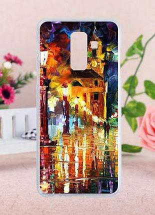 Бампер силіконовий чохол з принтом для samsung a6 plus 2018 galaxy a605f прогулянка