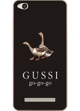 Антибрендовый силіконовий чохол для xiaomi redmi 4a з картинкою gussi go go на чорному тлі