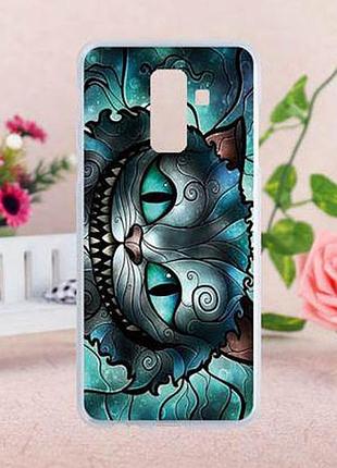 Силиконовый чехол бампер для samsung a6 plus 2018 galaxy a605f с картинкой чеширский кот