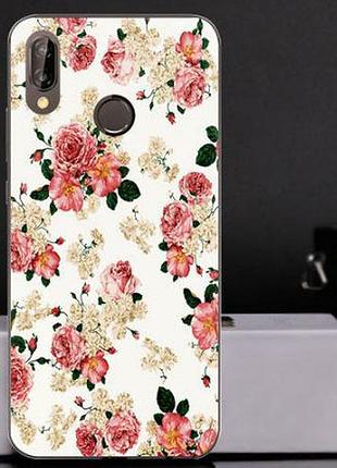 Силиконовый чехол бампер для huawei p20 lite с картинкой розочки