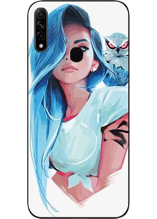 Силиконовый чехол для oppo a31 с картинкой девушка с совой