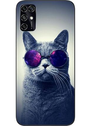 Бампер силиконовый чехол для zte blade v2020 smart с картинкой серый кот