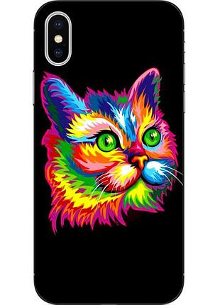 Силіконовий чохол з малюнком для iphone xs яскравий кіт