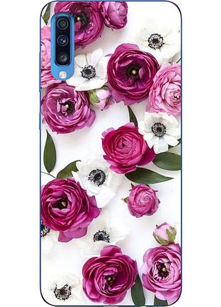 Силіконовий чохол бампер для samsung a70 2019 galaxy a705f з картинкою квіти
