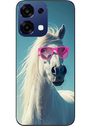 Силіконовий чохол epik для oppo a6 pro з принтом кінь у рожевих окулярах