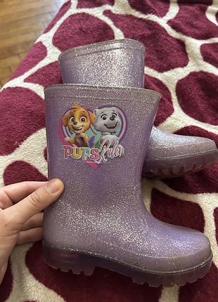 Гумові чоботи гумачки paw patrol 8 / 17cm світяться для дівчинки