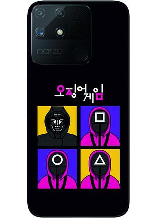 Силиконовый чехол epik для realme narzo 50a с картинкой игра в кальмара надзиратели