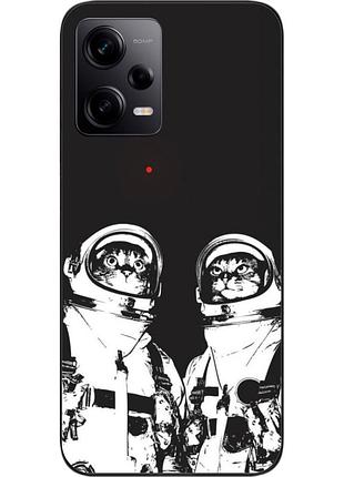 Силиконовый чехол бампер для xiaomi redmi note 12 pro 5g с картинкой космонавты коты