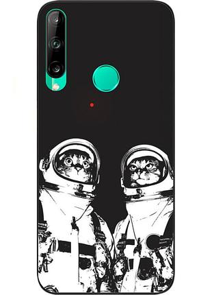 Силиконовый чехол бампер для huawei p40 lite e с картинкой космонавты коты