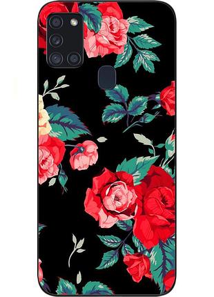 Силиконовый чехол для samsung a21s galaxy a217f с картинкой розы