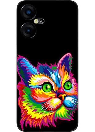 Силиконовый чехол epik для tecno pova neo 3 (lh6n) с картинкой яркий кот