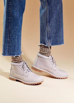 Стильні сірі шніряні черевики нубук timberland