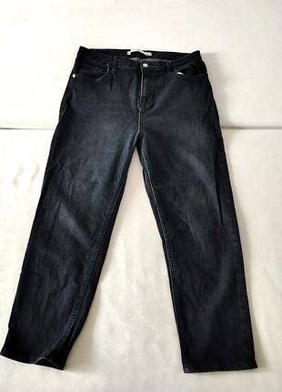 Джинси моми lc wikiki 44 xl мокрий асфальт чорні потерті lcw mom fit